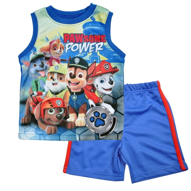 New Paw Patrol The Rescue Team Boys Toddler Summer Short Set Outfit Red Black